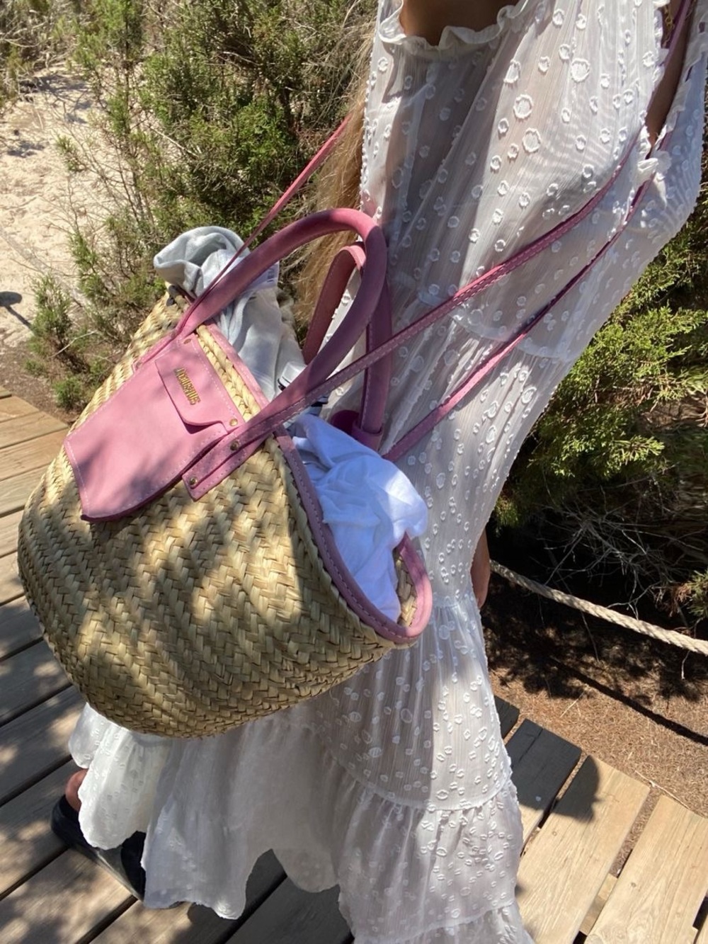 Jacquemus Le Panier Pink Straw Tote